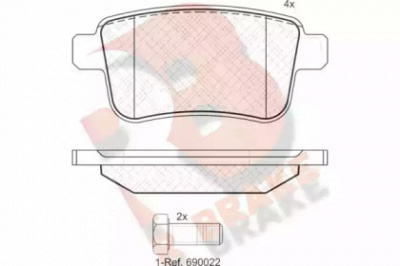 R BRAKE rb1855 -  Комплект тормозных колодок, дисковый тормоз